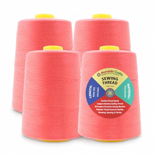 20S 2 Coral Polyester 4 Pack of Serger Threads Cones