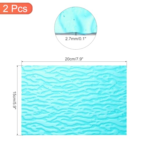 2 Pcs Stained Glass Sheet Mosaic Tile 7.9 Inch x 5.9 Inch Sea Blue Stained Glass Sheets for Crafts DIY Art Project