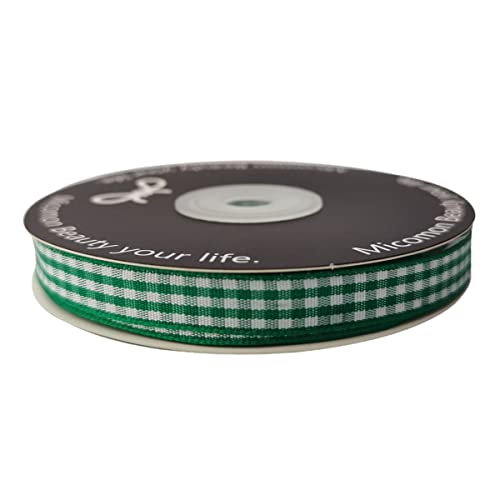 Green Gingham Plaid Checked Christmas Ribbon 25 Yard Each Roll 100% Polyester (75 Foot)