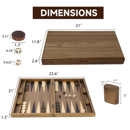 GSE Premium Wooden Inlay Backgammon Board Set