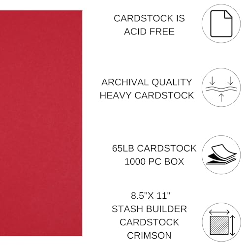 PA Paper Accents Stash Builder Cardstock 8.5" x 11" Crimson
