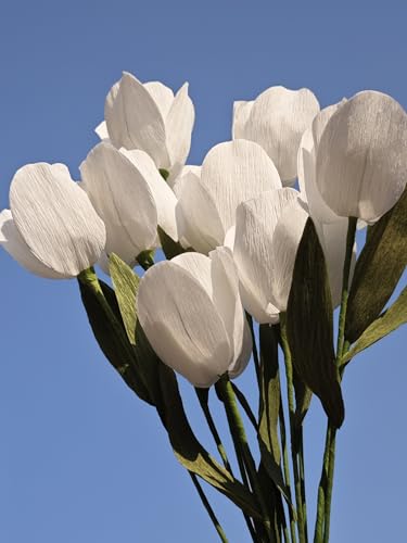 White Tulip Bouquet DIY Crepe Paper Flower for Home Decor