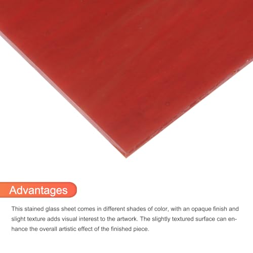 2 Pcs Stained Glass Sheet Mosaic Tile 7.9 Inch x 5.9 Inch Deep Red Stained Glass Sheets for Crafts DIY Art Project