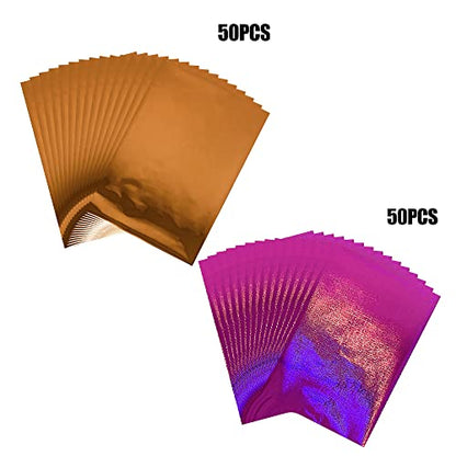100PCS Toner Reactive Foil for Card Making 11.4x7.9inch Transfer Foil Paper for Circut Foil Transfer Foil Roll Toner Reactive Foil Foil by Laser Printer&Laminator Embossed Metallic Foil Paper Sheets (100 Count)