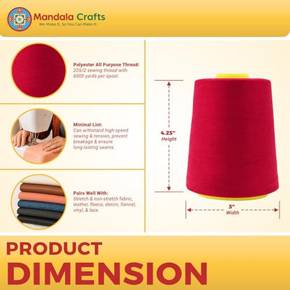 20S 2 Cranberry Polyester 4 Pack of Serger Threads Cones