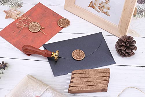 5Pcs Bronze Gold Sealing Wax Sticks with Wicks for Wax Seal Stamp (5 Count)