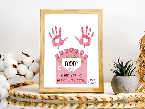 10 Pack Pink Tulips DIY Handprint Greeting Card (10 Count)