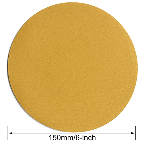 6-Inch No-Hole Hook and Loop Gold Sanding Discs 320-Grit, 100-Pack (100 Count)