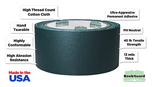2 Inch Forest Green Book Repair Cloth Tape 15 Yard Roll