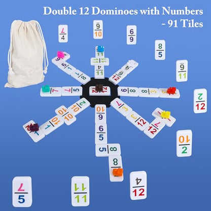Mexican Train Dominoes Set Double 12 with Numbers