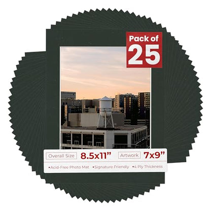 Pack of 25 Acid Free 8.5x11 Mats Bevel Cut for 7x9 Photos (25 Count)