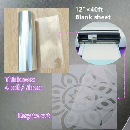 12inchs x 40ft Rolls 4mil Transparency Blank Stencil Sheets Material (40 Sq Ft)