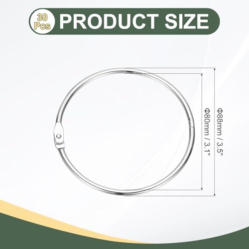 3.1" x 3.5" Loose Leaf Binder Rings (30 Count)