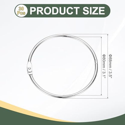 3.1" x 3.5" Loose Leaf Binder Rings (30 Count)