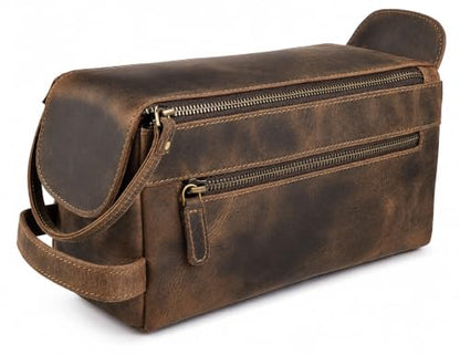 Full Grain Leather Toiletry Bag for Men & Women