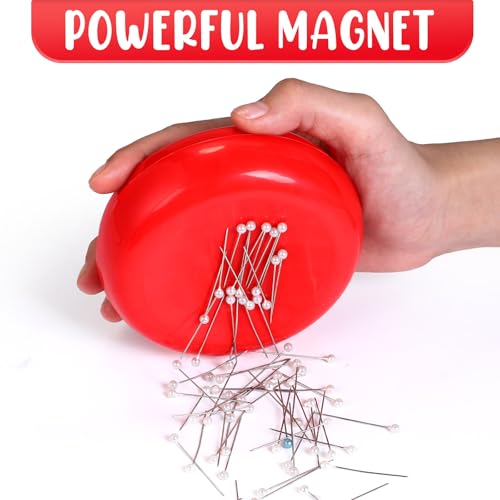 2 Pieces Magnetic Pin Holder Sewing Bobby Pin Cushion Needle Round Paper Clip Holder Magnetic Cushion Sewing Magnet Push for Hairclip Storage Case Cushions Supplies Organizer (2 Count)