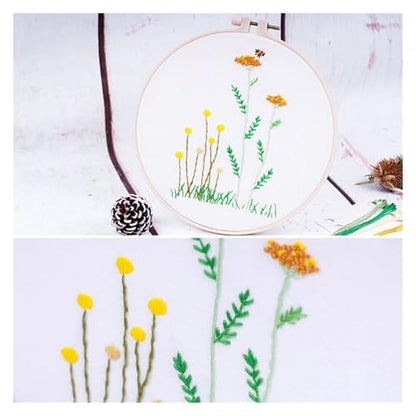 Embroidery Starter Kit Full Range of Starter Including Instructions Stamped Cloth with Pattern Hoop Color Threads and Tools Crafts for Adults