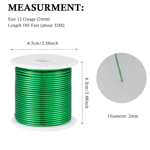 12 Gauge Green Aluminum Craft Wire (105 Foot)