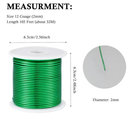 12 Gauge Green Aluminum Craft Wire (105 Foot)