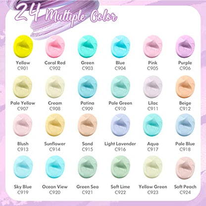 24 Colors Pastel Acrylic Paint Set with 12 Brushes (48 Fl Oz)