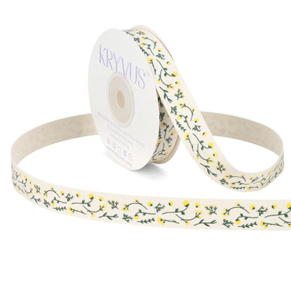 Light Yellow Flower Cotton Ribbon 5 (36 Foot)