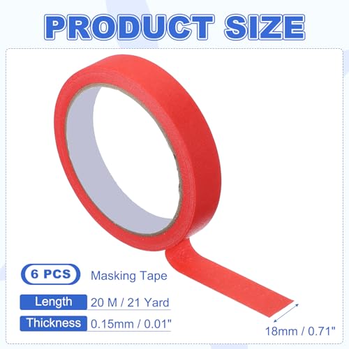 Masking Tape 0.7 Inch x 21 Yard Painter's Tape Red Paint Tapes for DIY Crafts Arts Drawing Decoration Labeling Car Painting Artist Teachers