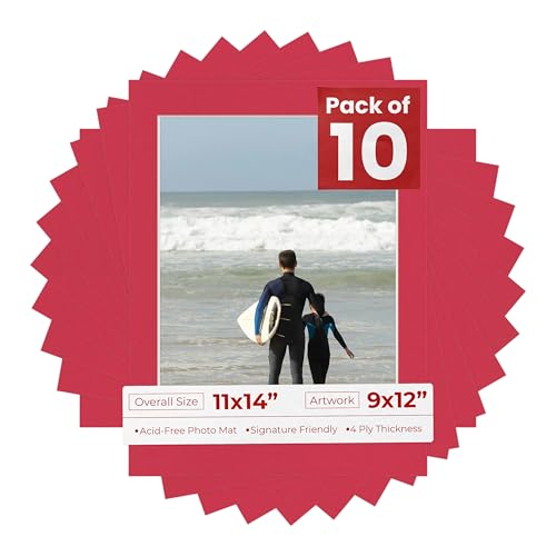 Pack of Ten Acid Free 11x14 Mats Bevel Cut for 9x12 Photos (10 Count)