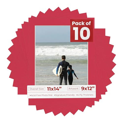 Pack of Ten Acid Free 11x14 Mats Bevel Cut for 9x12 Photos (10 Count)