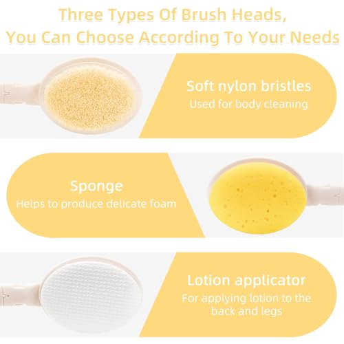 19" Long Handle Shower Sponge Brush Set