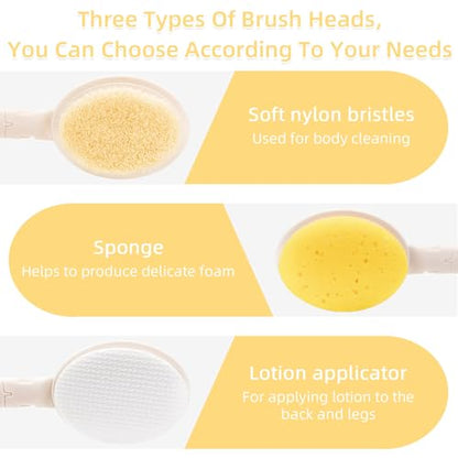 19" Long Handle Shower Sponge Brush Set