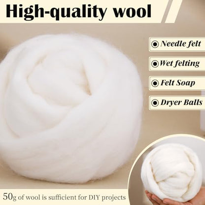 1.76oz Original White Natural Wool Roving