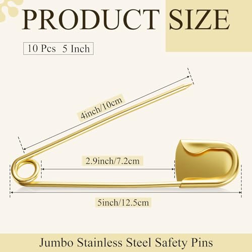 10 Pcs 5 Inch Large Safety Pins (10 Count)