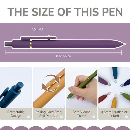 6 Pcs Color Pens for Journaling 0.5mm Fine Point Colored Gel Ink Pen (6 Count)