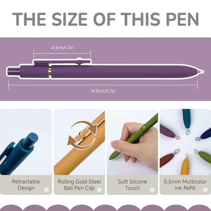 6 Pcs Color Pens for Journaling 0.5mm Fine Point Colored Gel Ink Pen (6 Count)