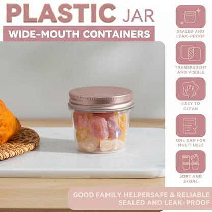 4 oz Plastic Small Mason Jars and Small Plastic Jars with Lids (40 Count)