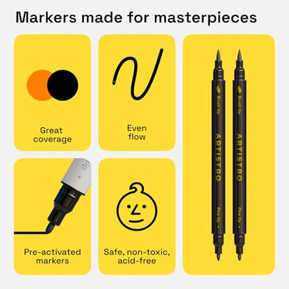 2 Black Dual Tip Fabric Markers Decorating Kit Permanent for Cloth (2 Count)