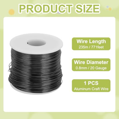 20 Gauge Anodized Aluminum Craft Wire Bendable Bonsai Training Wire 771 Feet 0.8mm for Sculpting Crafts Wreath Floral Beading Jewelry Making