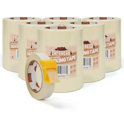 Masking Tape with Dispenser 0.94" x 60Yards Beige White (36 Count)