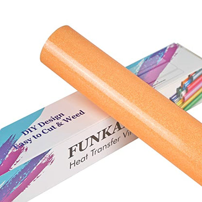 Glitter Fluorescent Orange HTV Heat Transfer Vinyl Rolls