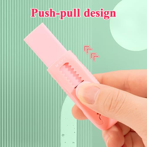 4+1 Pack Rubber Pink Erasers Sliding Retractable Eraser (5 Count)