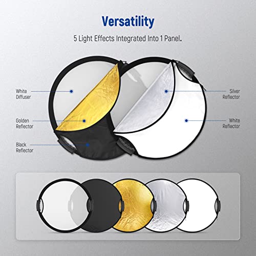 22" 56cm Light Reflector with Handle Grip with 3