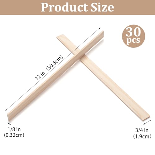 Wood Strips Slats Wooden Sticks for Crafts 1 (30 Count)
