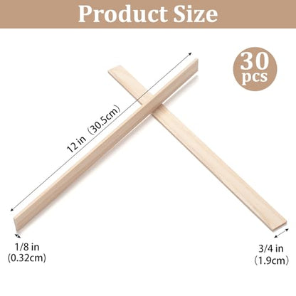 Wood Strips Slats Wooden Sticks for Crafts 1 (30 Count)