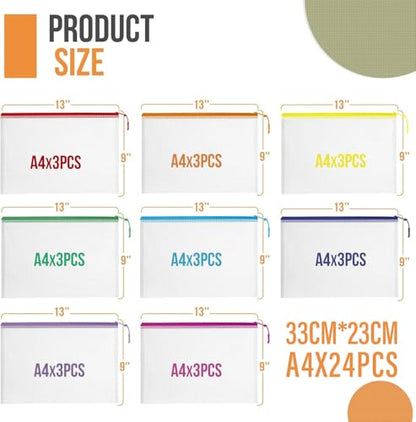 24pcs Mesh Zipper Pouch Bags Puzzle Storage Bags