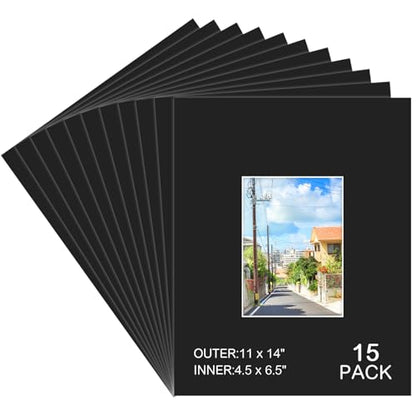 11x14 Black Picture Mats for 5x7 Photos (15 Count)