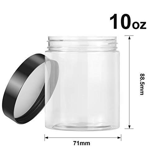 12 Pack 10 oz Plastic Container Jars with Lids Round Clear Travel Cosmetic Container Slime Jars for Toiletries (120 Count)