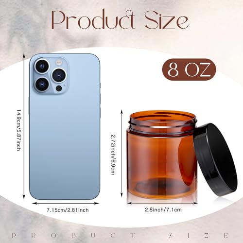 12 Pack 8 oz Plastic Container Jars with Lids Round Clear Travel Cosmetic Container Slime Jars for Toiletries (12 Count)