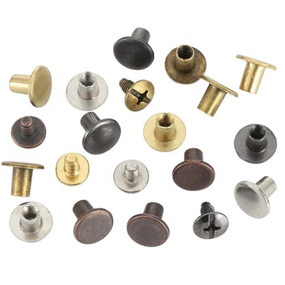 150 Sets 8MM Chicago Screws Leather Rivets for Fabric Chicago Binding Screws Buttons Metal Studs Rivets for Decorate and Repair Belts Bags Shoes Purse Dog Collar Leather Craft