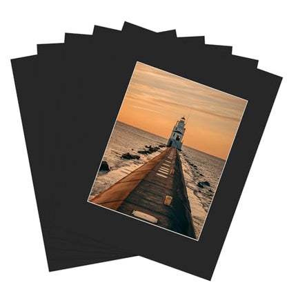 11x14 Black Picture Mats with Core Bevel Cut Frame Mattes for 8x10 Pictures