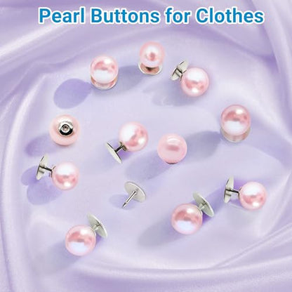 50 Sets Pearl Buttons No Sew Buttons for Clothes (50 Count)